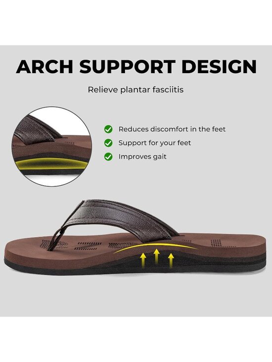 Men\'s Coffee Brown Flip Flops With Arch Support Summer Outdoor Beach Sandals main image 5